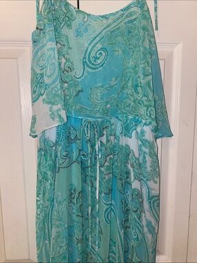 Boston Proper Teal Paisley High Low Dress